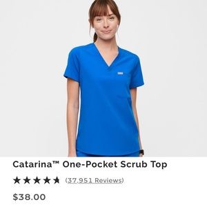 Figs 1 pocket scrub top royal blue small